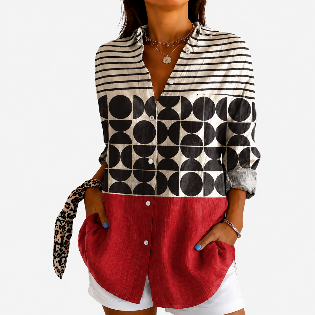 Blouse colorblock rétro