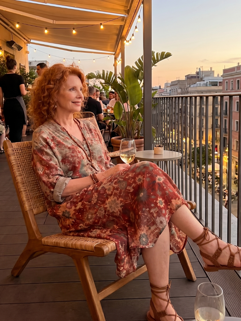 Saffron | Robe midi décontractée à poches, motif mélangé