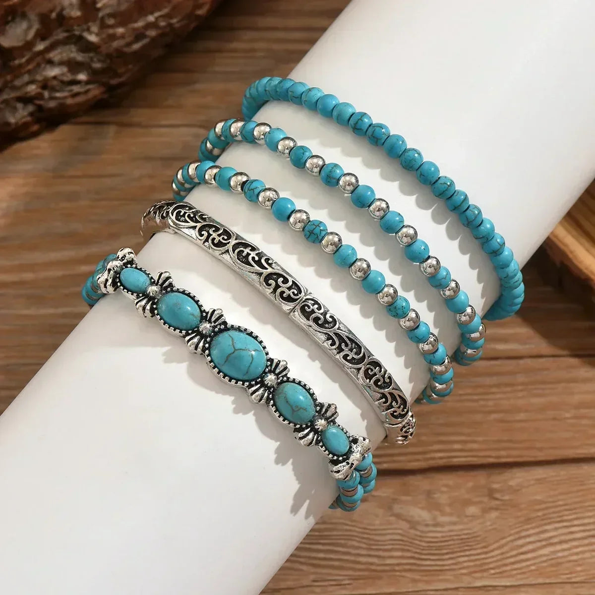 Mirella™ – Ensemble de bracelets bohèmes à perles turquoise
