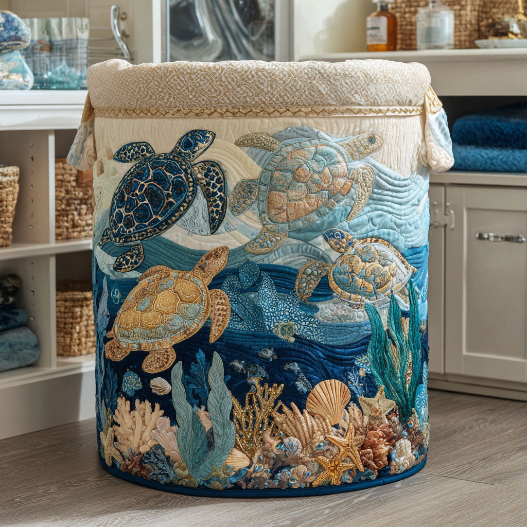 Marina | Panier à linge matelassé fait main