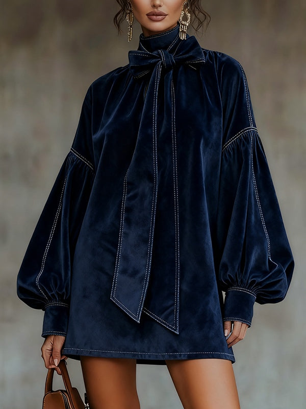 Trinidad | Robe courte en velours à nœud