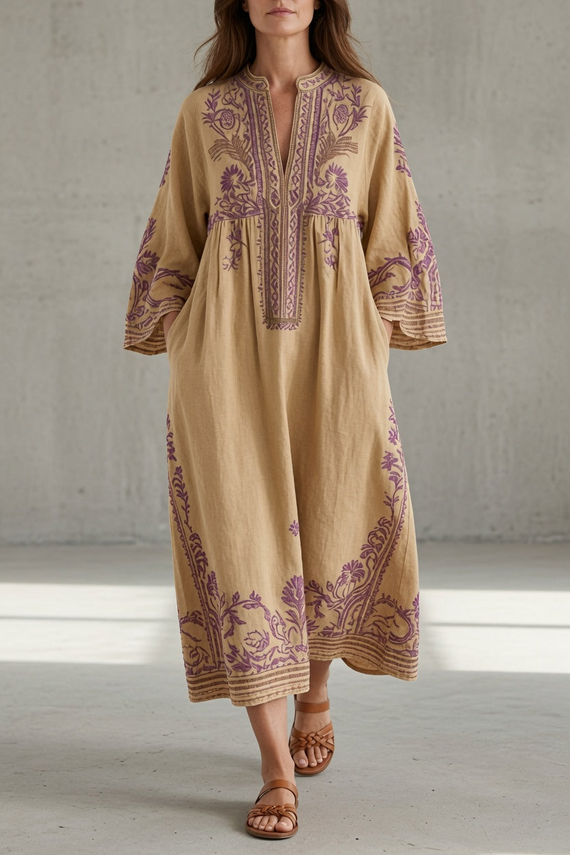 Elena | Robe longue vintage brodée