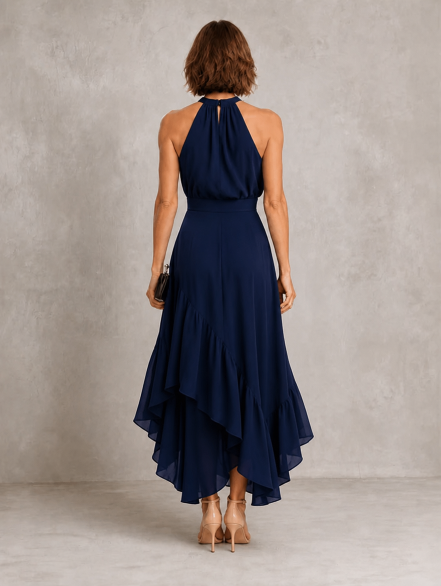 Chloe | Robe longue dos-nu à ourlet volanté