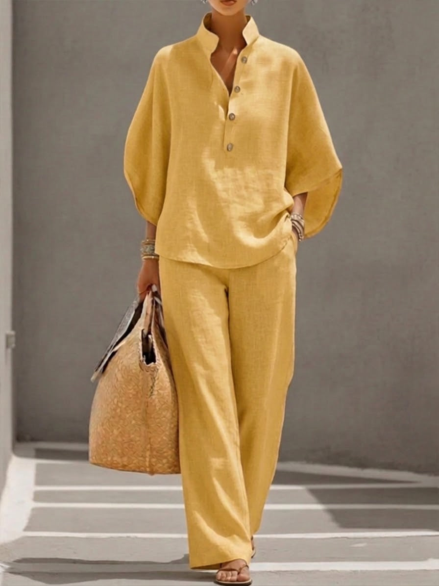 Mariel | Ensemble avec manches chauve-souris et pantalon large