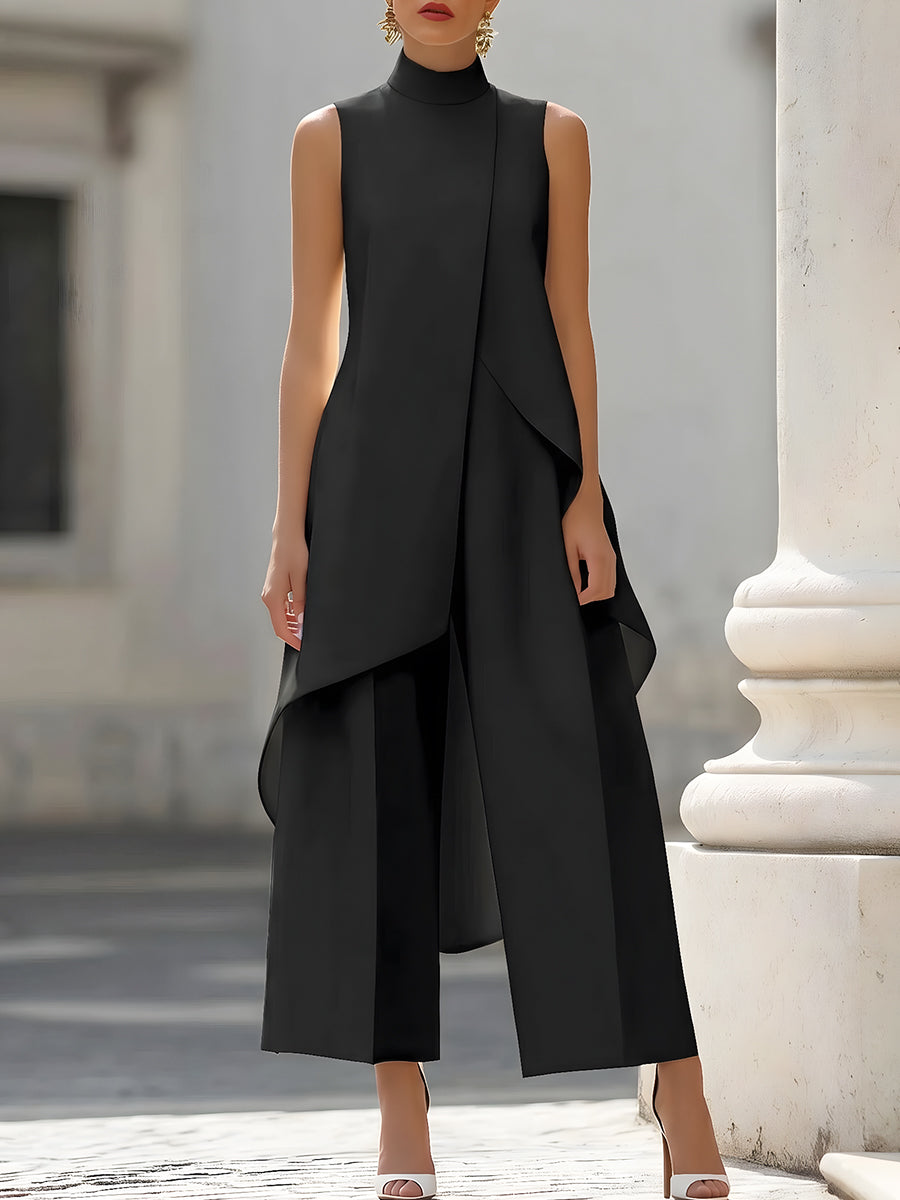 Martina | Ensemble élégant col montant et pantalon large