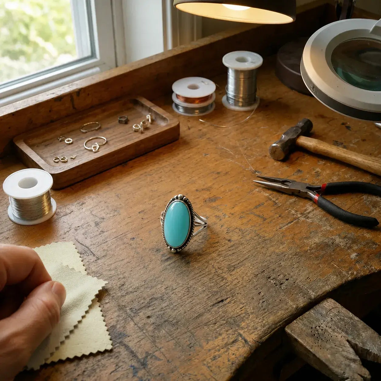 Noemi™ – Bague turquoise à anneau tressé