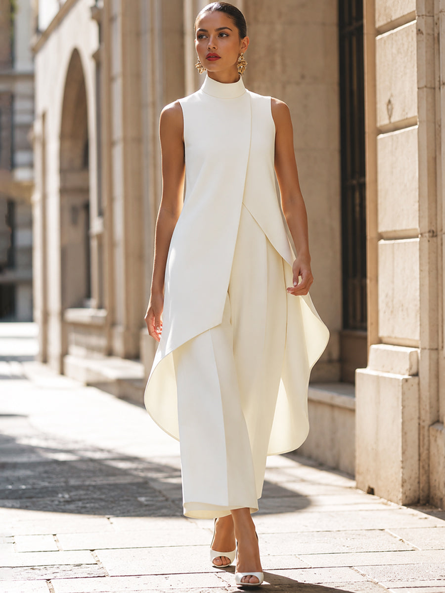 Martina | Ensemble élégant col montant et pantalon large