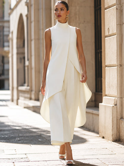 Martina | Ensemble élégant col montant et pantalon large