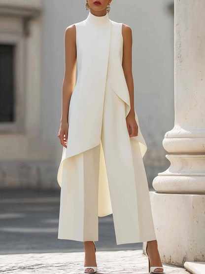 Martina | Ensemble élégant col montant et pantalon large