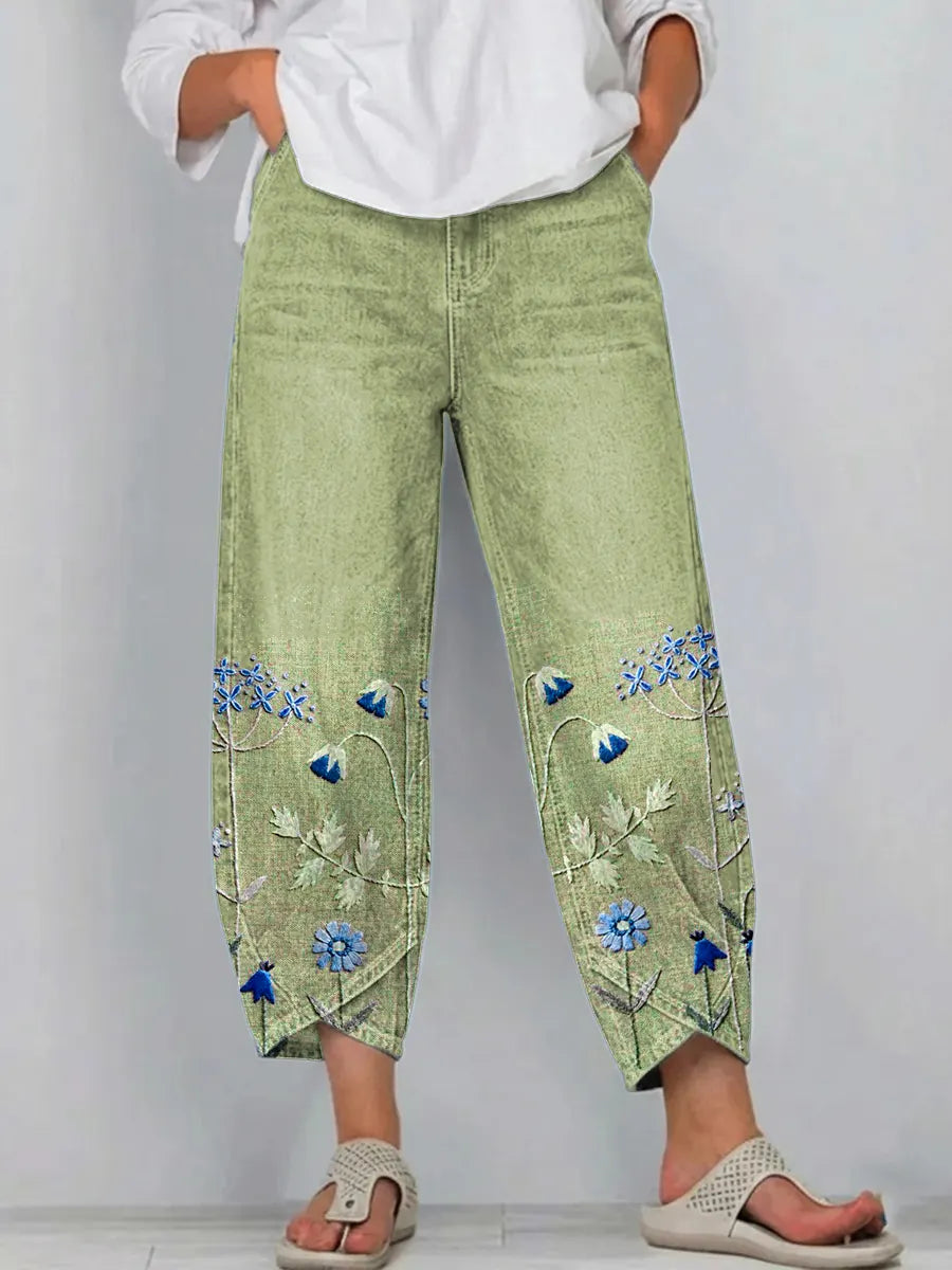 Aven | Pantalons brodés décontractés chic