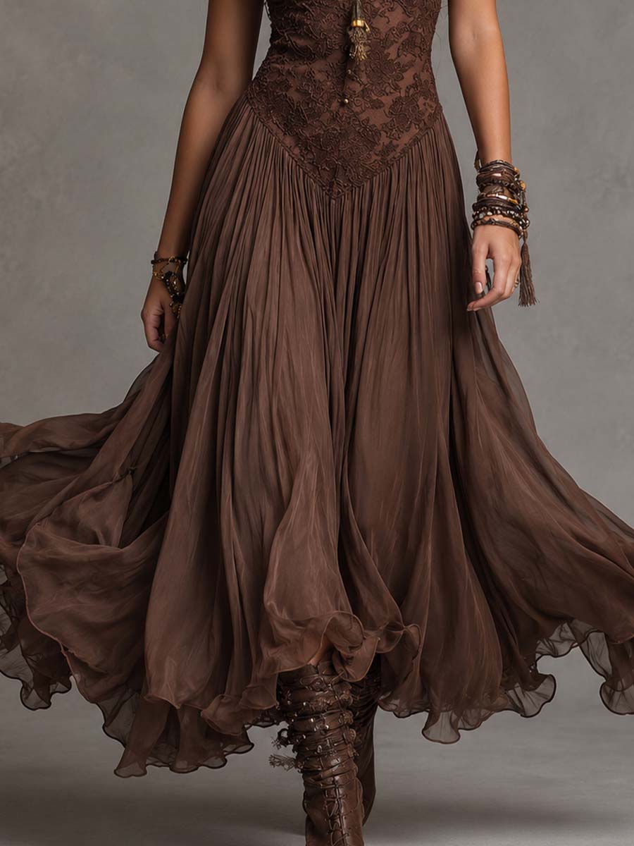 Olivia | Robe longue bustier en dentelle