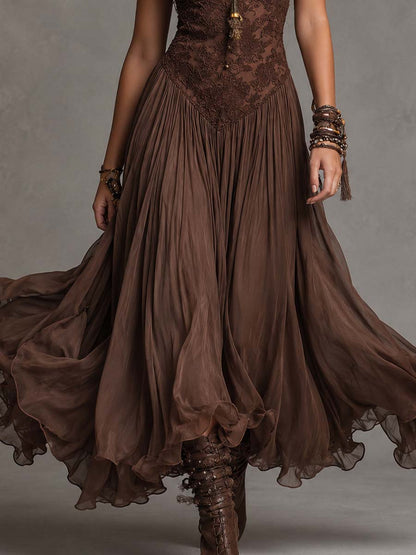 Olivia | Robe longue bustier en dentelle