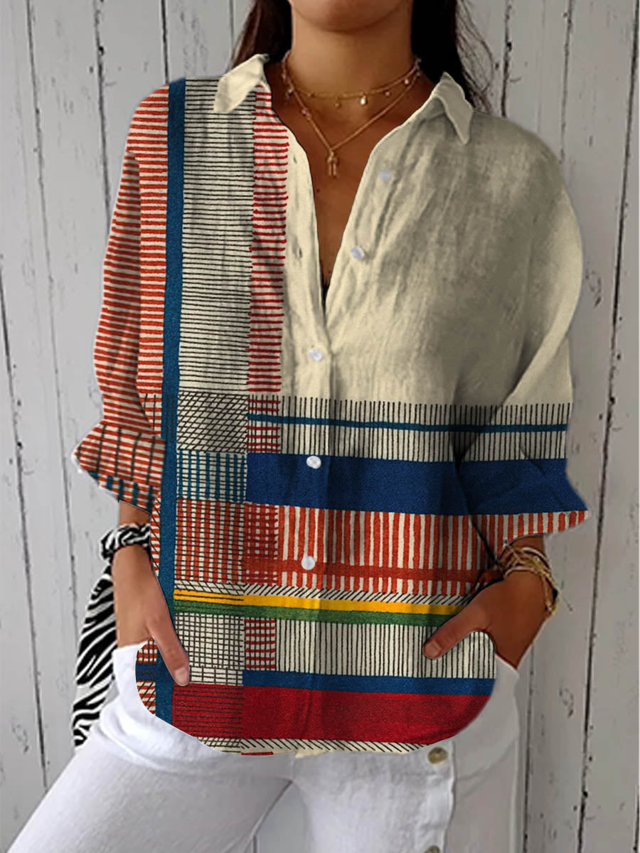 Catherine | Blouse patchwork à rayures