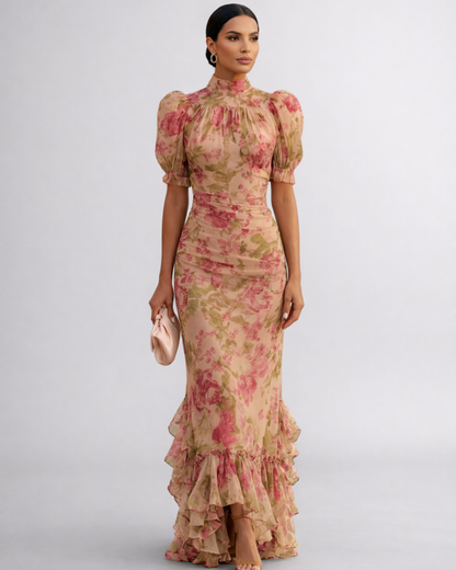 Rosario | Robe longue en mousseline florale