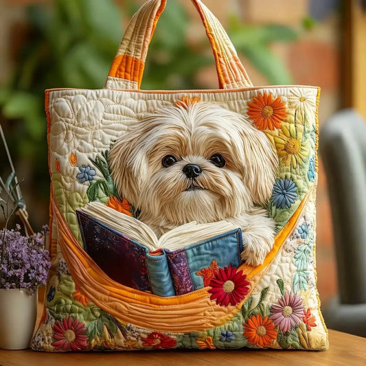 Sac à main artisanal | Shih Tzu et livres