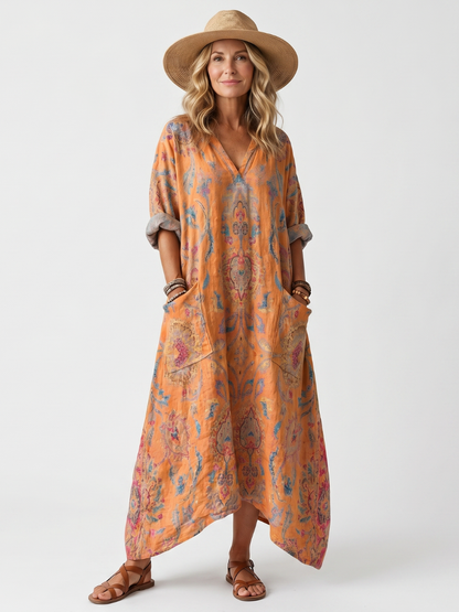 Remi | Robe midi oversize à encolure à cran et poches
