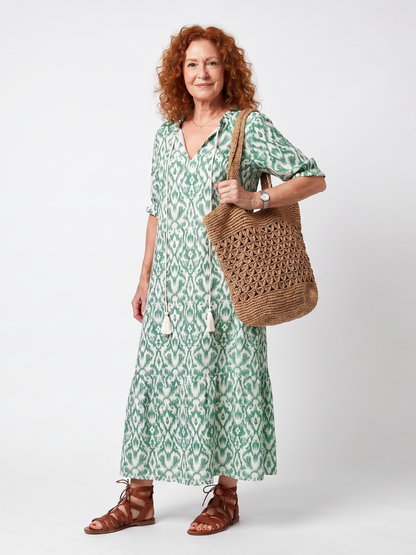 Ilara | Robe midi à col V et pompons