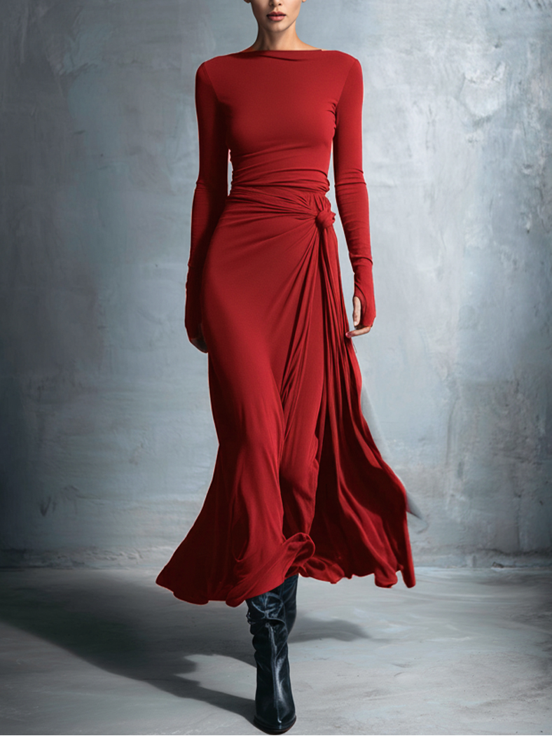 Naiara | Robe longue à nœud latéral
