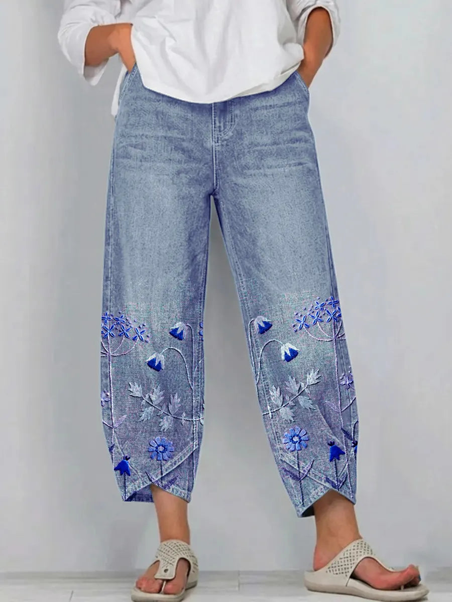 Aven | Pantalons brodés décontractés chic