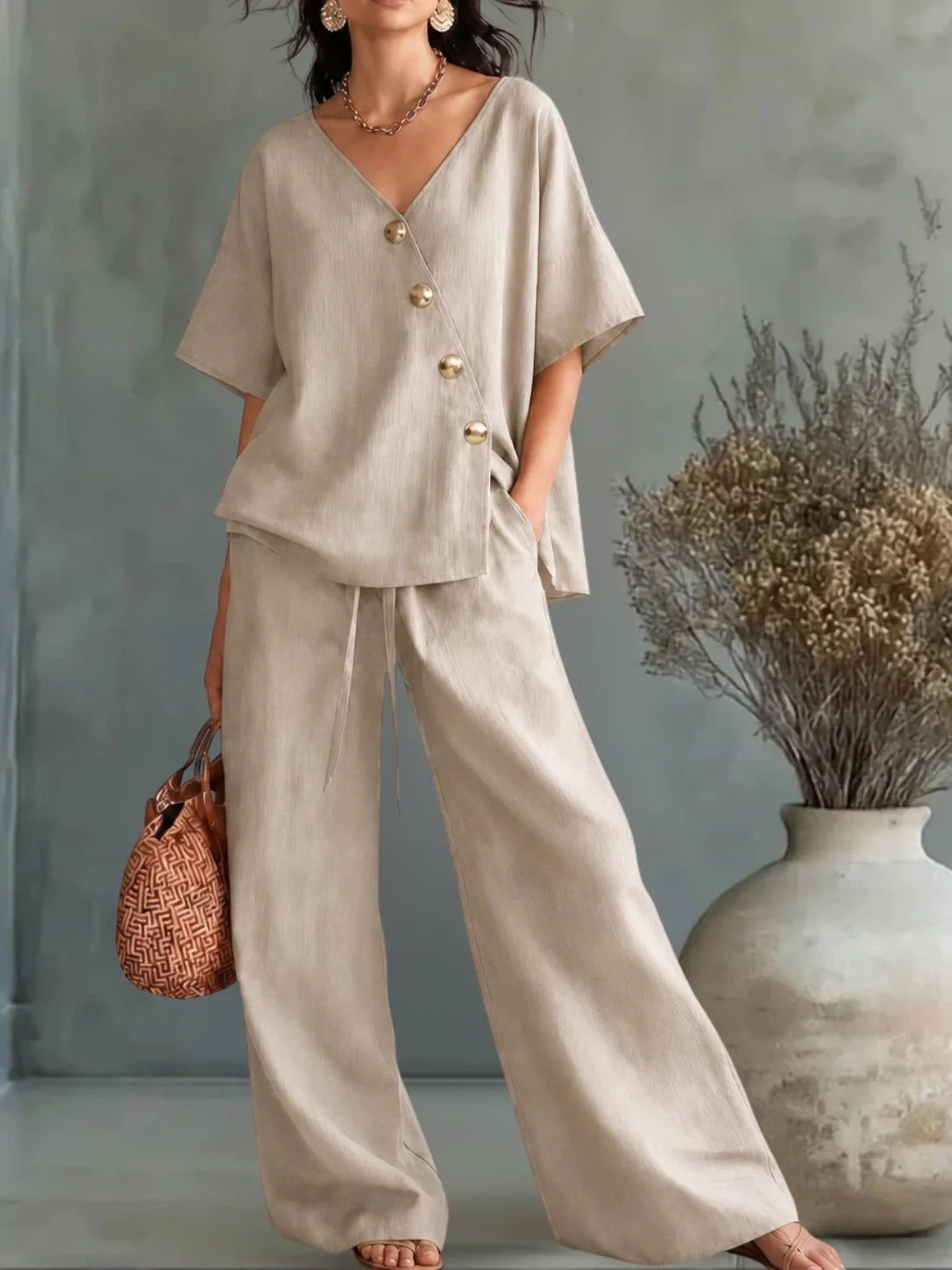 Greta | Ensemble col V à boutons