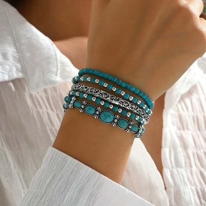Mirella™ – Ensemble de bracelets bohèmes à perles turquoise