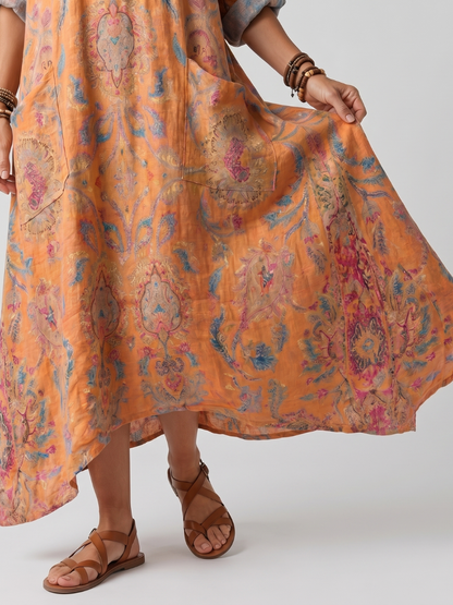 Remi | Robe midi oversize à encolure à cran et poches