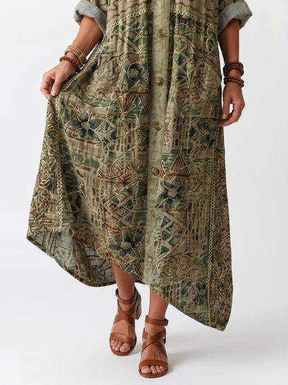 Aleta | Robe midi oversize boutonnée à poches
