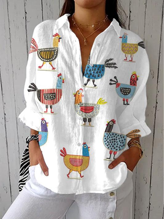 Helen | Blouse imprimé poules