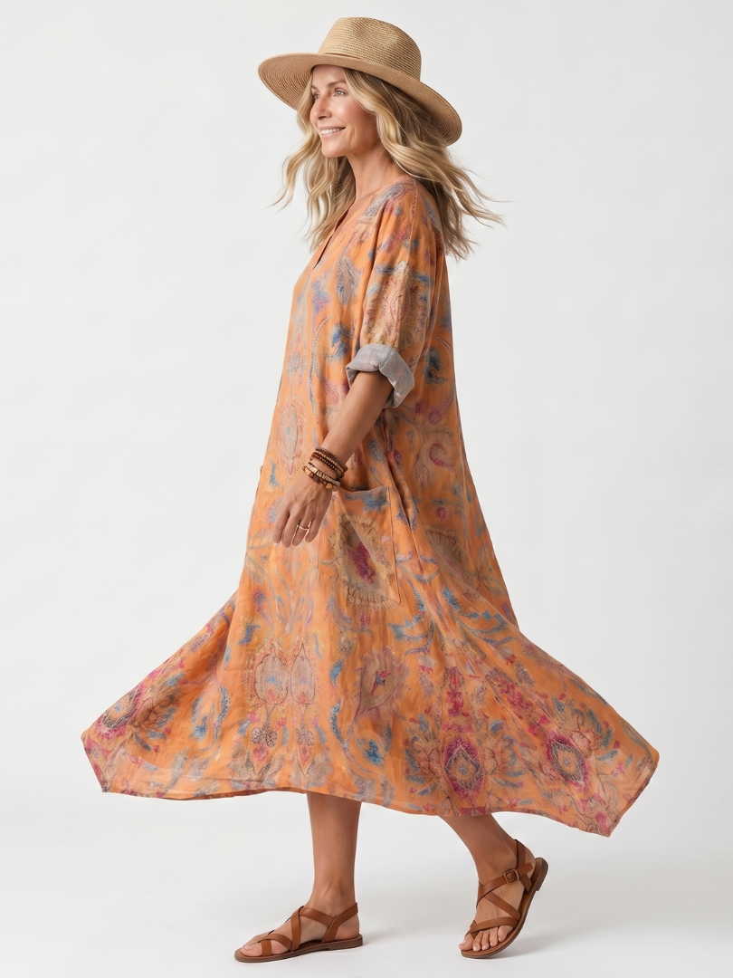Remi | Robe midi oversize à encolure à cran et poches