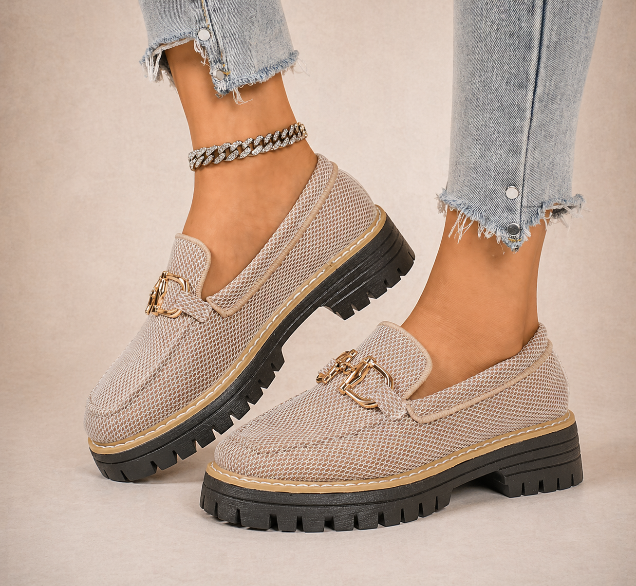 Romina - Mocassins en maille respirante à semelle épaisse
