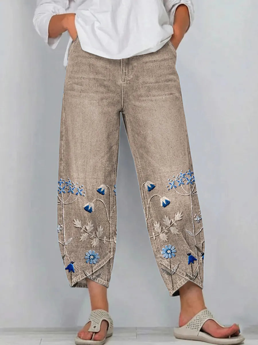 Aven | Pantalons brodés décontractés chic