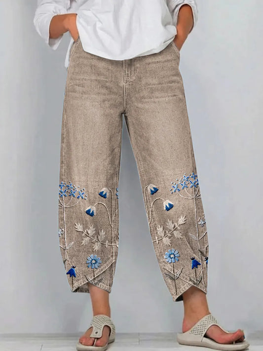 Aven | Pantalons brodés décontractés chic
