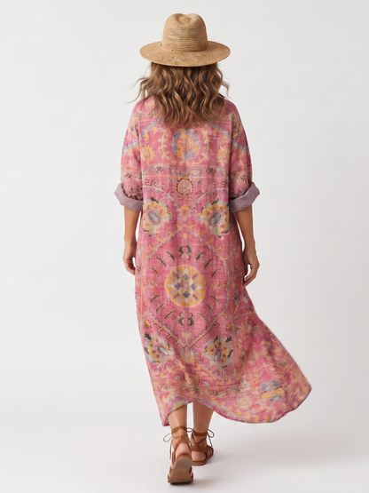 Tilda | Robe midi décontractée à imprimé abstrait et poches
