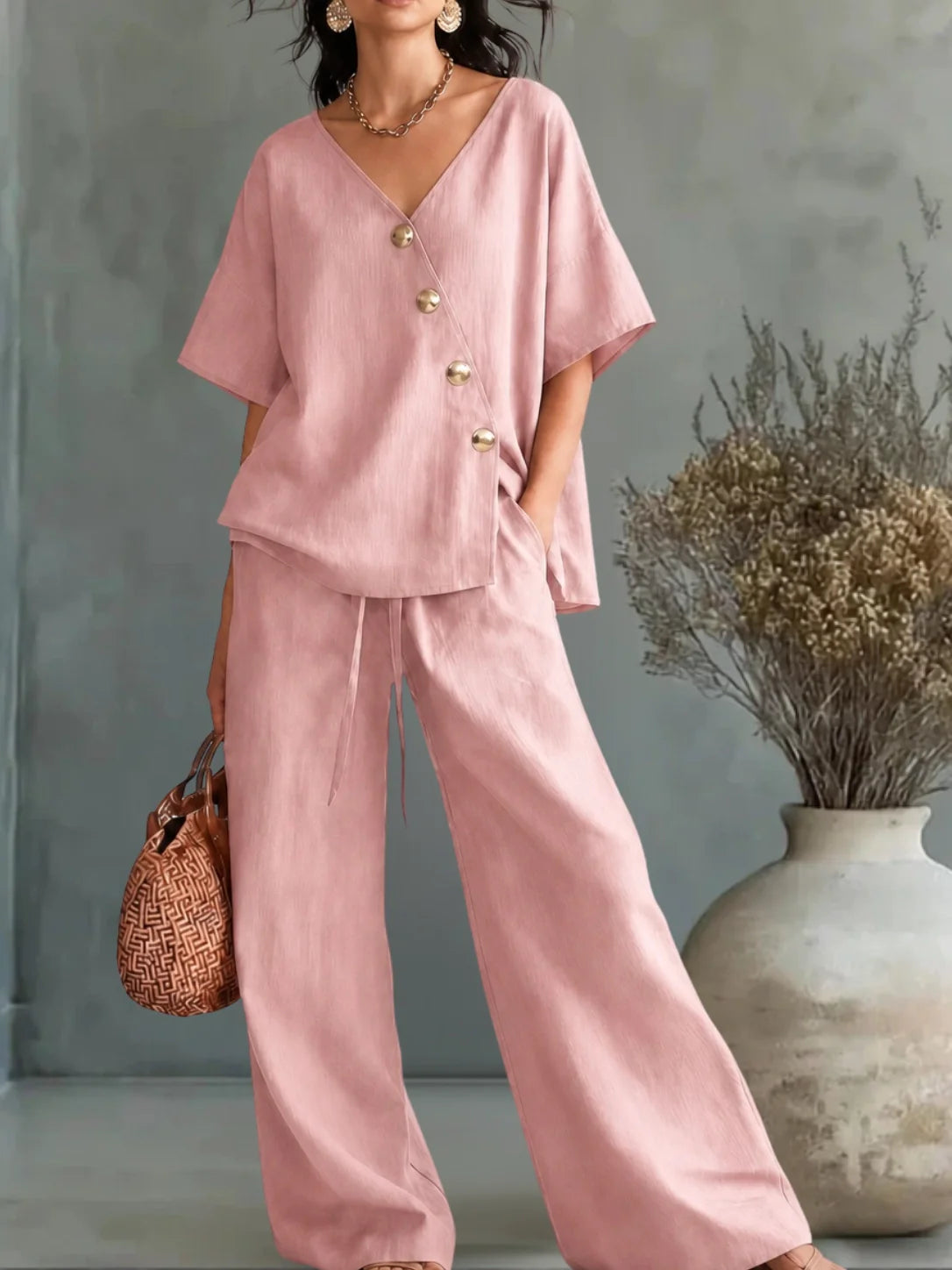 Greta | Ensemble col V à boutons