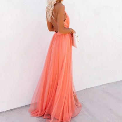 Ginevra | Robe longue corail lumineux