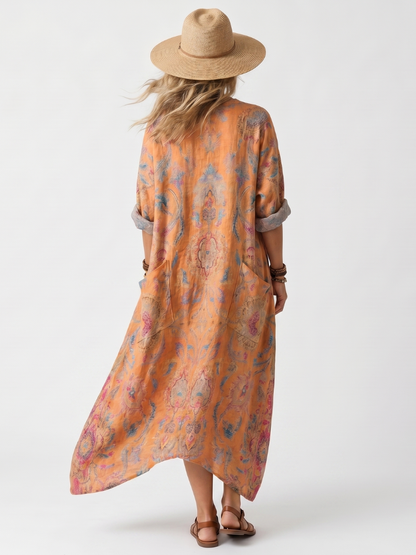 Remi | Robe midi oversize à encolure à cran et poches