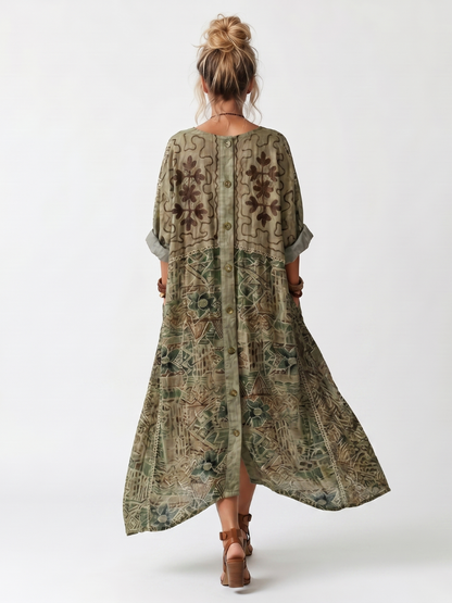 Aleta | Robe midi oversize boutonnée à poches