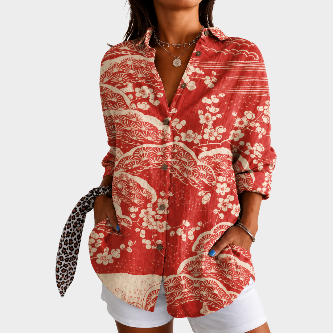 Chemise côtière fleurs au coucher du soleil