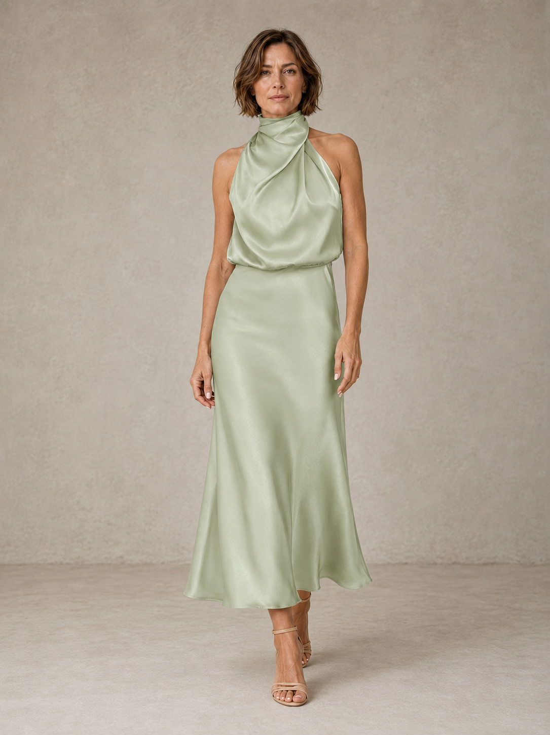 Harper | Robe longue du soir en satin dos-nu