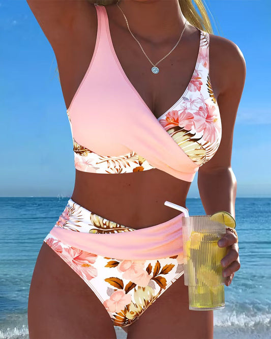 Jolina | Bikini fleuri contrasté