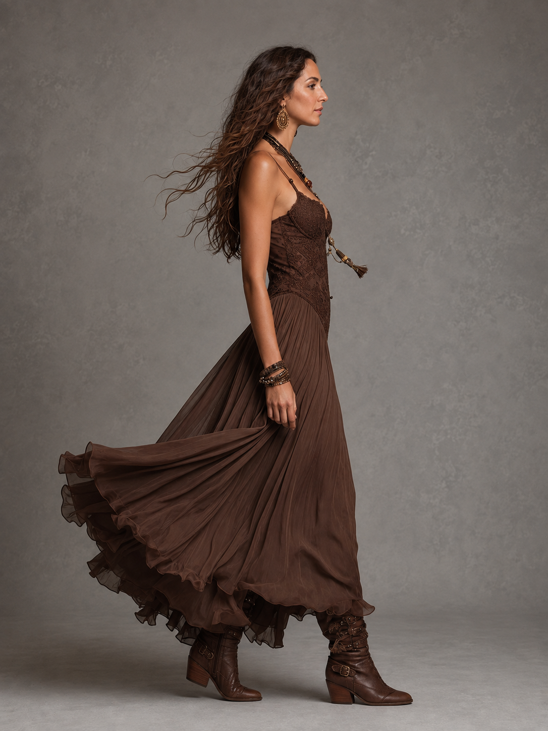 Olivia | Robe longue bustier en dentelle