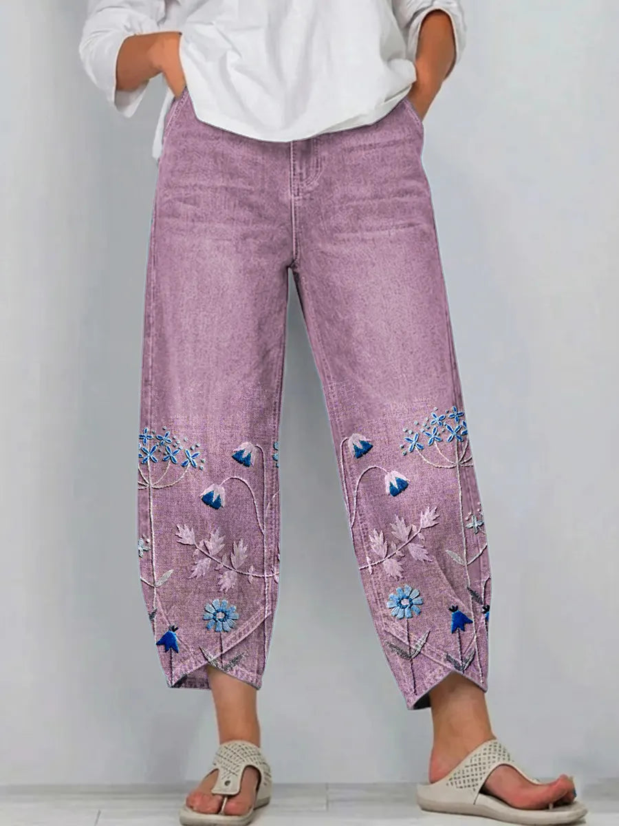 Aven | Pantalons brodés décontractés chic