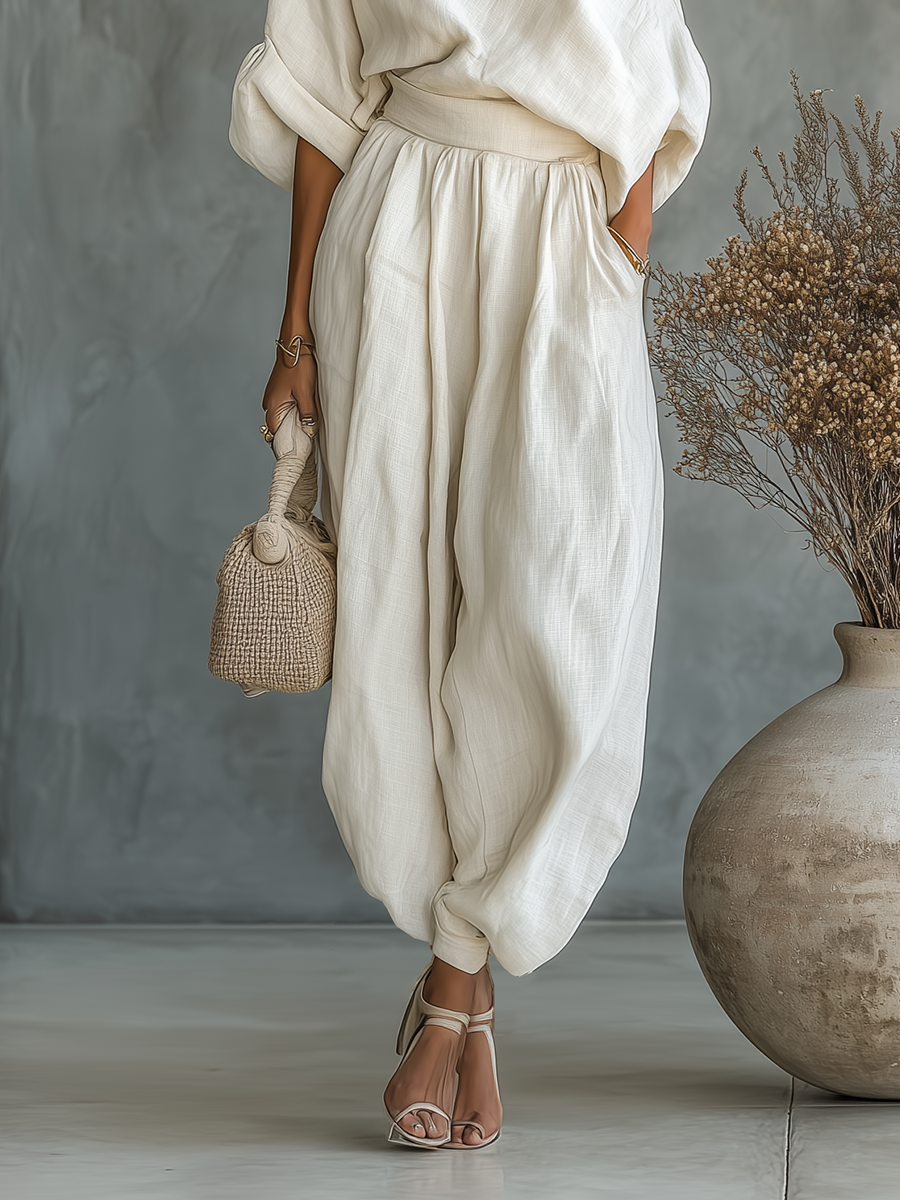 Lisa | Top doux à épaules dénudées et pantalon fuselé
