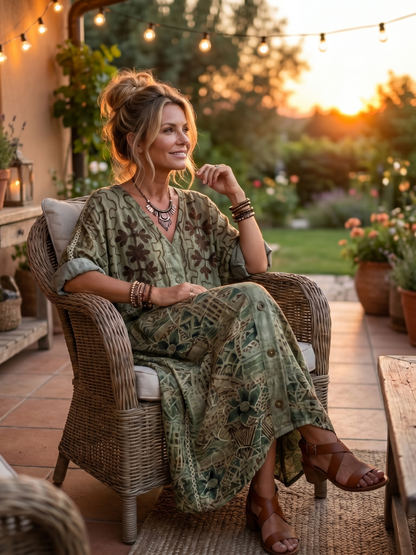 Aleta | Robe midi oversize boutonnée à poches