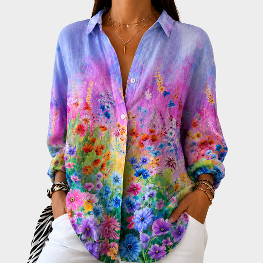 Blouse jardin fleuri au coucher du soleil