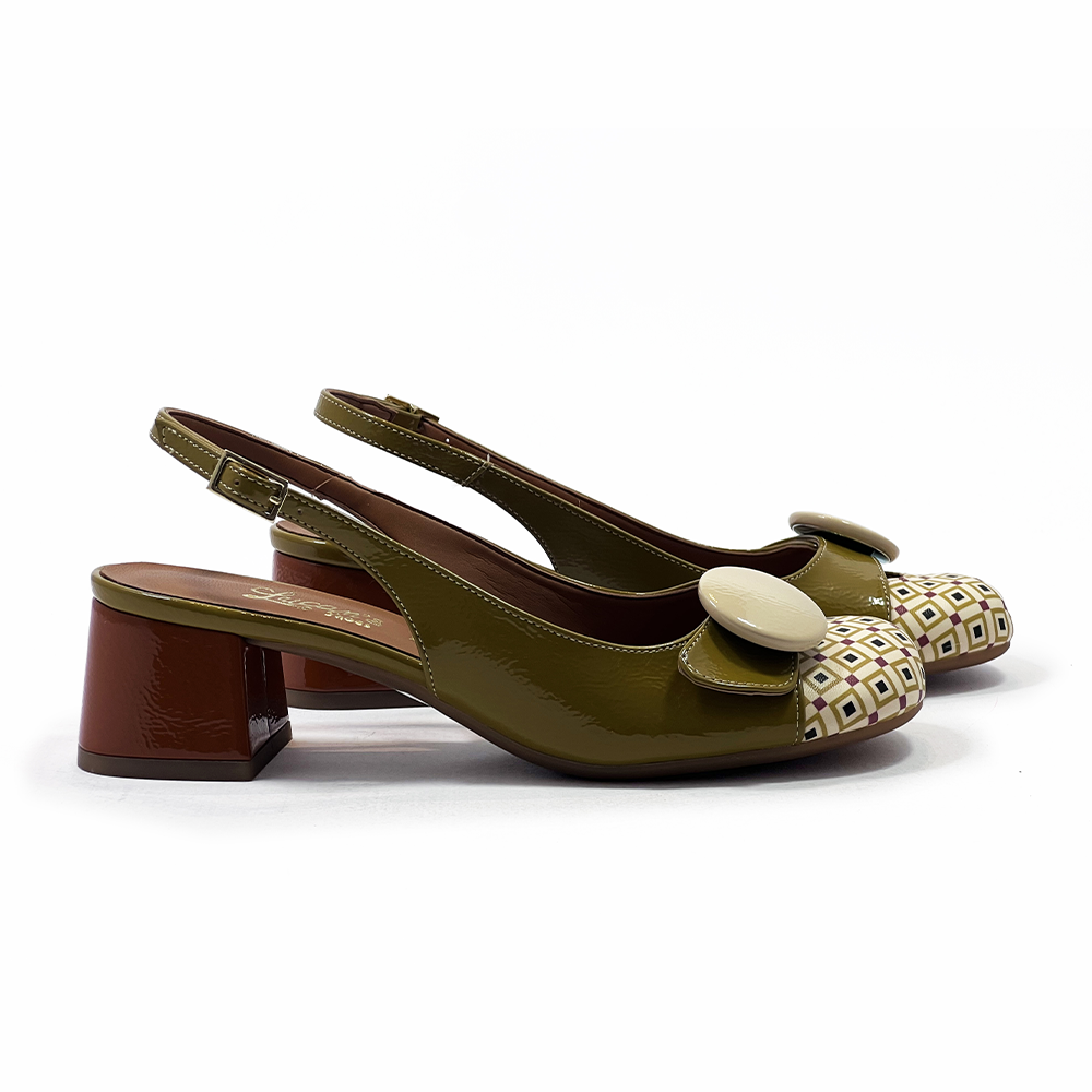Loretta | Escarpins en cuir verni à talon mi-haut