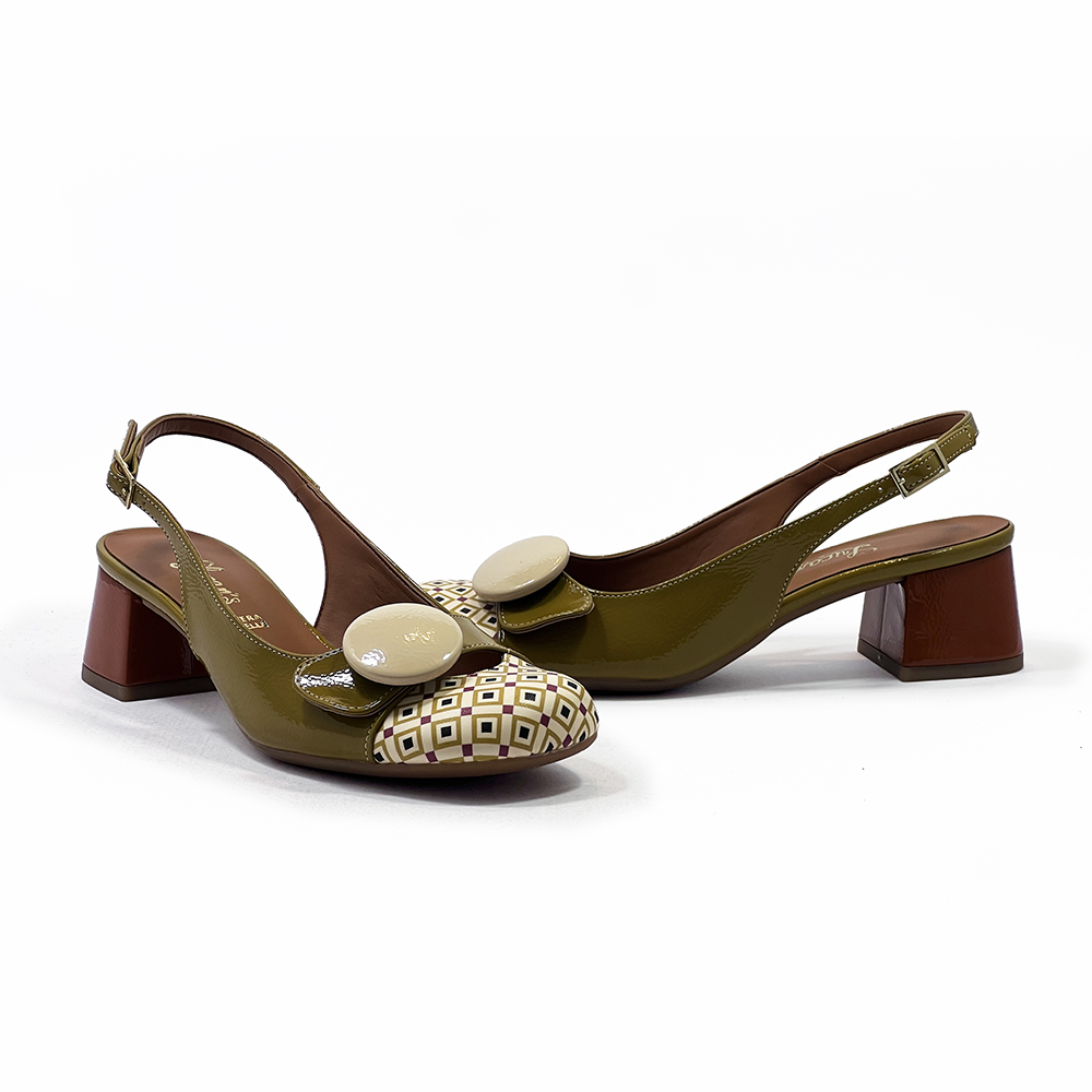 Loretta | Escarpins en cuir verni à talon mi-haut