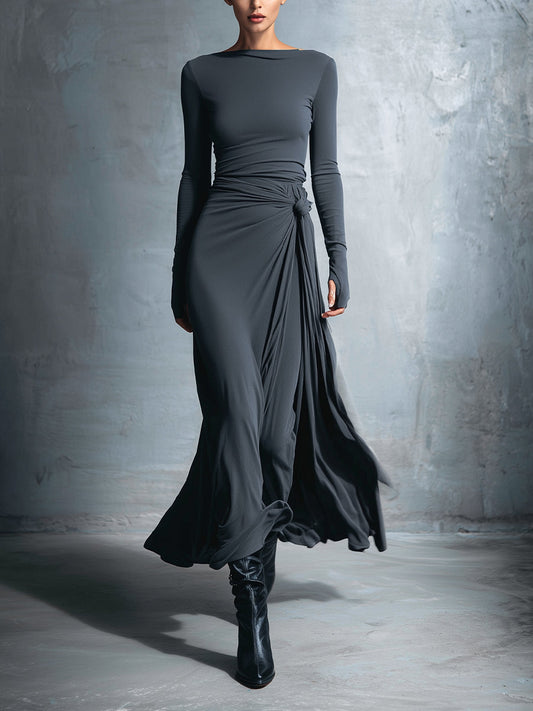 Naiara | Robe longue à nœud latéral