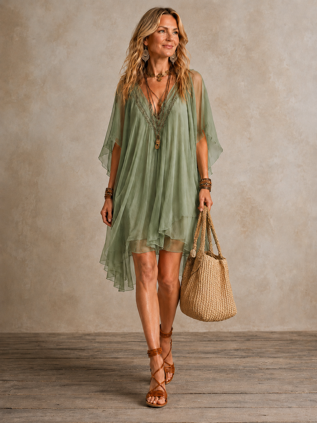 Ella | Robe courte bohème à volants étagés