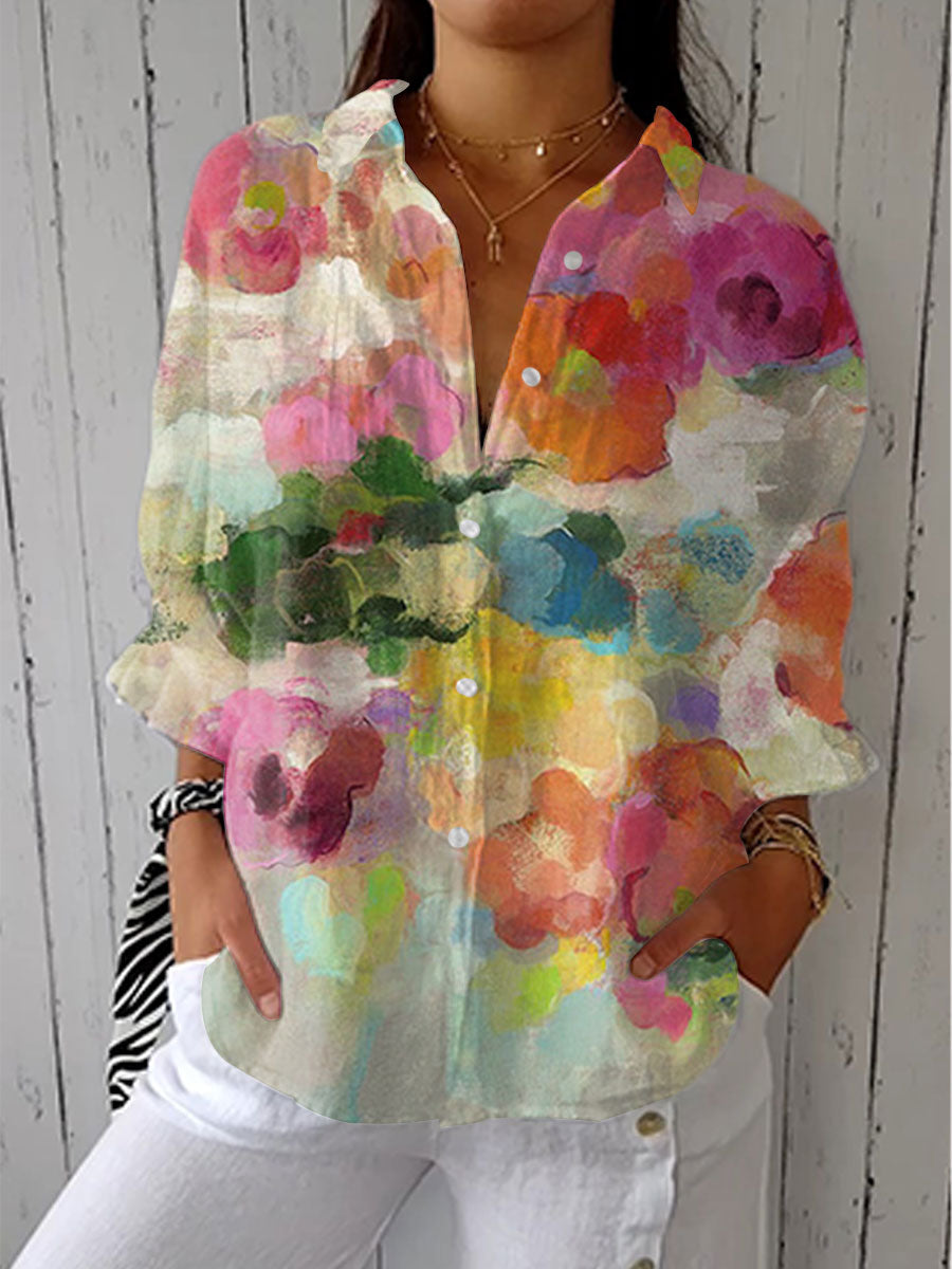 Caroline | Blouse à fleurs aquarelle